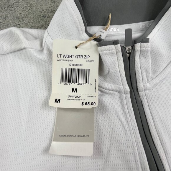 Adidas Sweatshirt Mens medium White Lightweight QTR Zip Pullover Freightliner - Picture 4 of 11